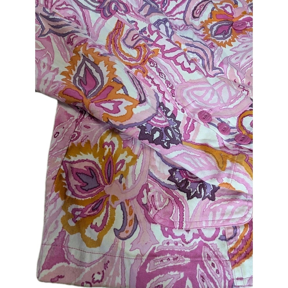 Coldwater Creek Pink Paisley Button Front Jacket Shirt XL Cotton Stretch - Picture 11 of 16